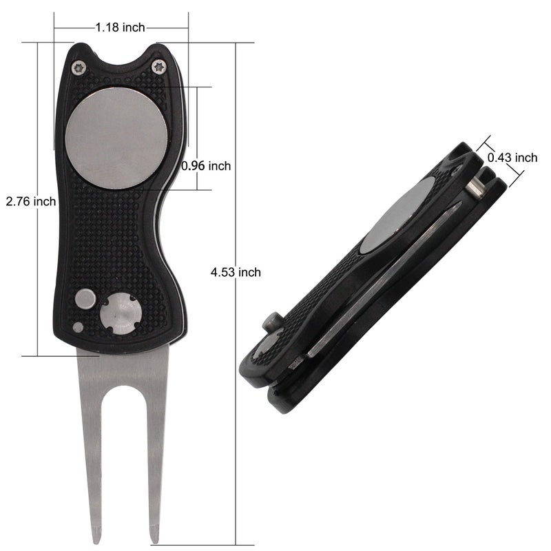 TuLick Divot Repair Tool with Magnetic Divot Tool, Golf Divot Repair Tool Made of Metal, Golf Divot Tool Foldable Design (Black) - Image 2